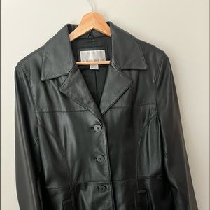 Nine West women’s black leather jacket large